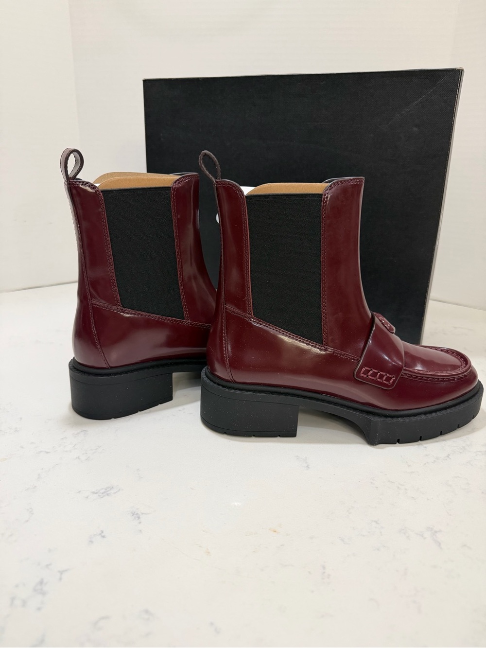 Authentic Coach Retail Burgundy Leather Chelsea Booties - Picture 7 of 13
